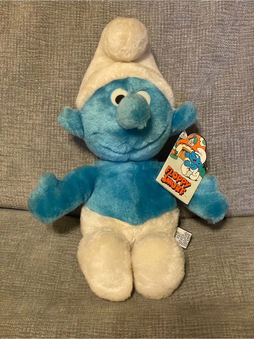 Vintage 1981 Smurf 13" Schleich Floppy Smurf WITH TAG Wallace Berrie & Co